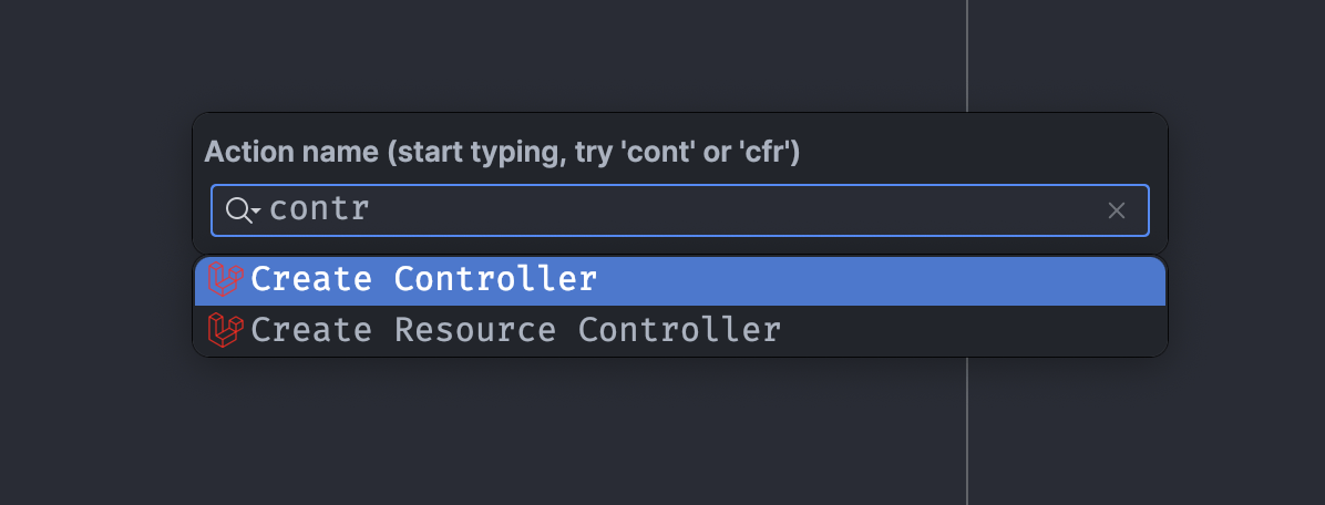 使用 Laravel Idea 创建控制器